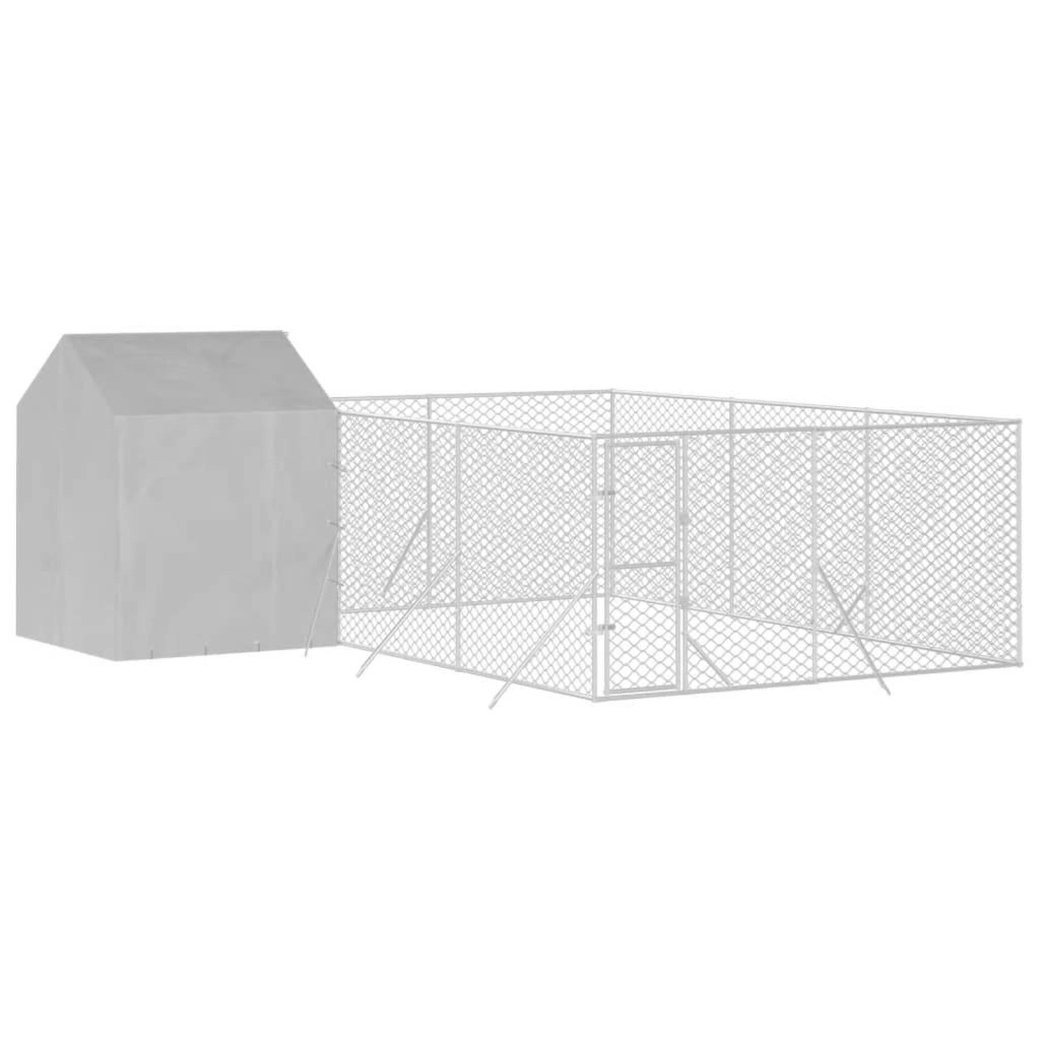 Voir la diapositive 3 : VIDAXL Chenil d'exterieur pour chiens avec toit argente 6x6x2,5 m