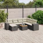VIDAXL Salon de jardin 8 pcs avec coussins noir resine tressee