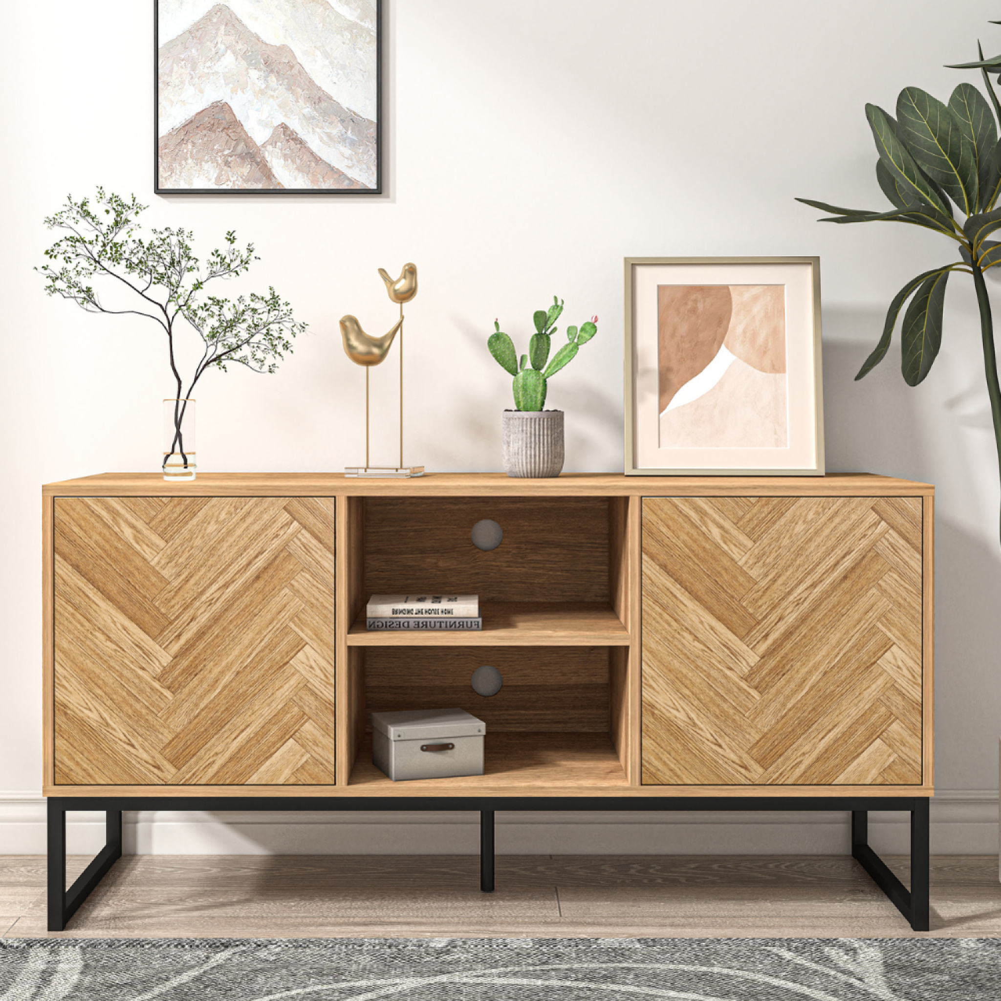Voir la diapositive 2 : CONCEPT USINE Buffet 2 portes et 2 niches CHEVRON