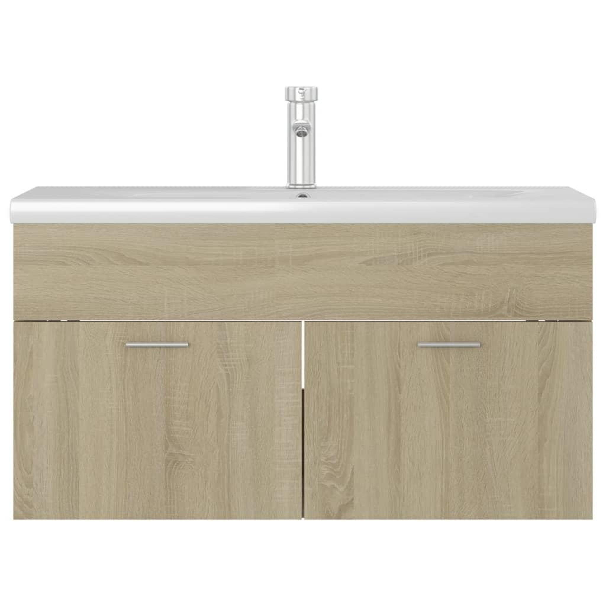 Voir la diapositive 3 : VIDAXL Armoire d'evier avec lavabo integre Chene sonoma Agglomere