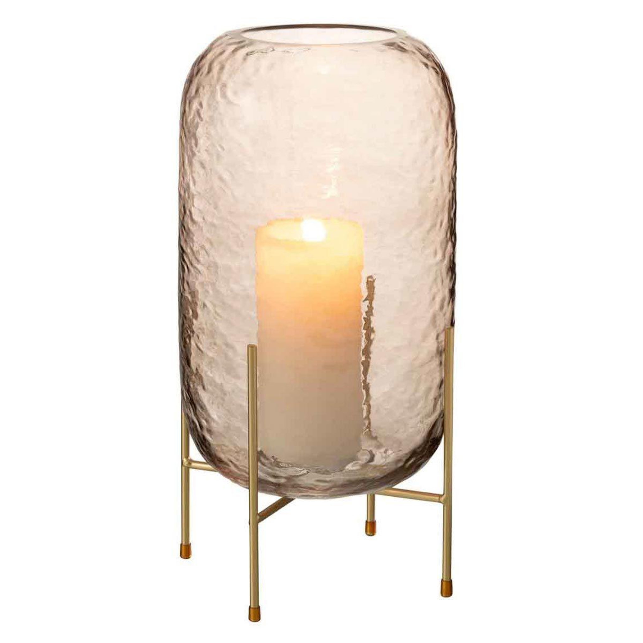 Voir la diapositive 2 : J-LINE Vase sur pied en verre  pieto  30cm marron