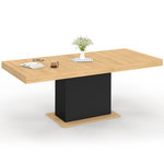 ID MARKET Table à manger extensible rectangle EDEN 6-10 personnes bois et noir 160-200 cm