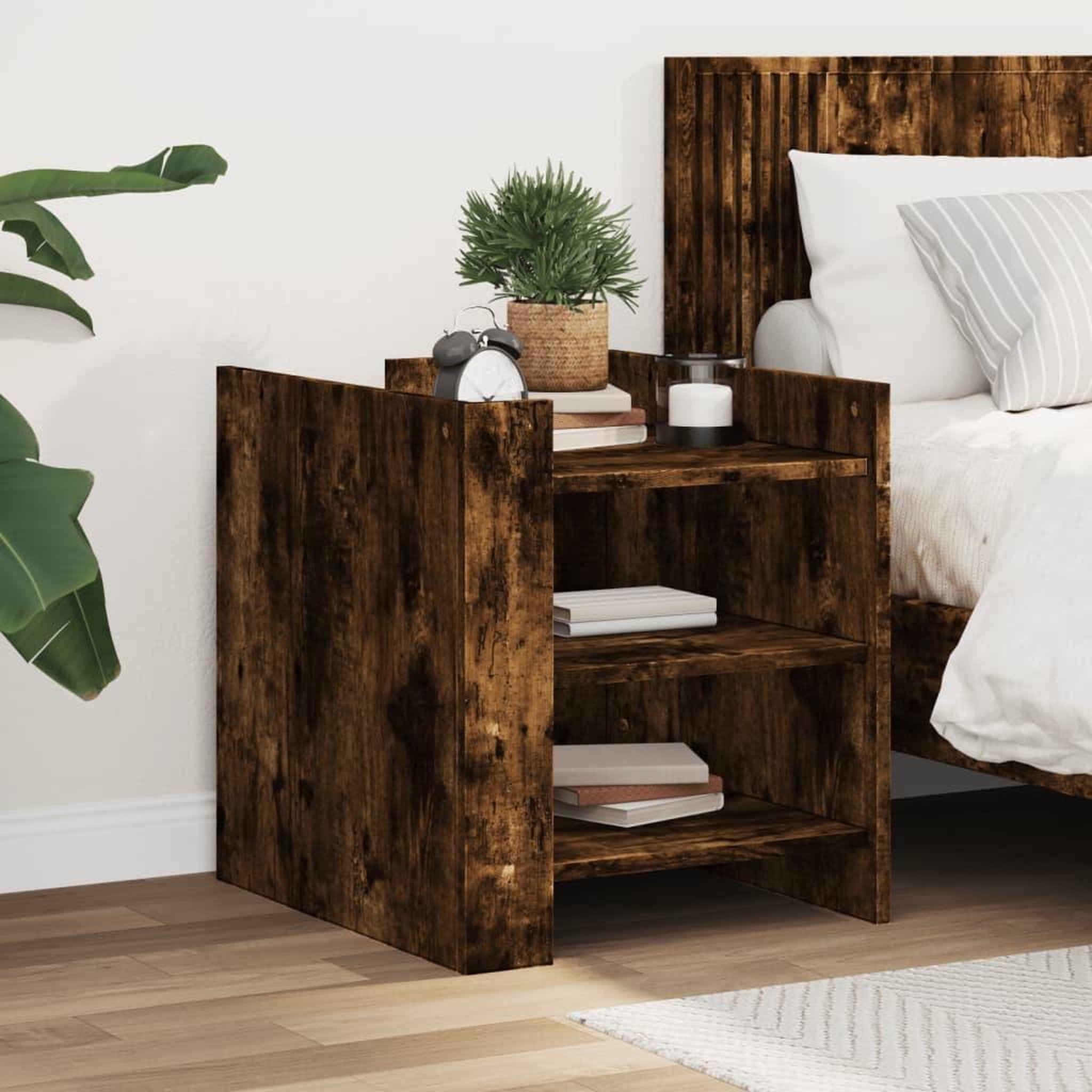 VIDAXL Table de chevet chene fume 45x50x50 cm bois d'ingenierie