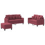 Voir la diapositive 2 : VIDAXL Ensemble de canapes 3 pcs avec coussins Rouge bordeaux Tissu