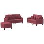 Voir la diapositive 2 : VIDAXL Ensemble de canapes 3 pcs avec coussins Rouge bordeaux Tissu