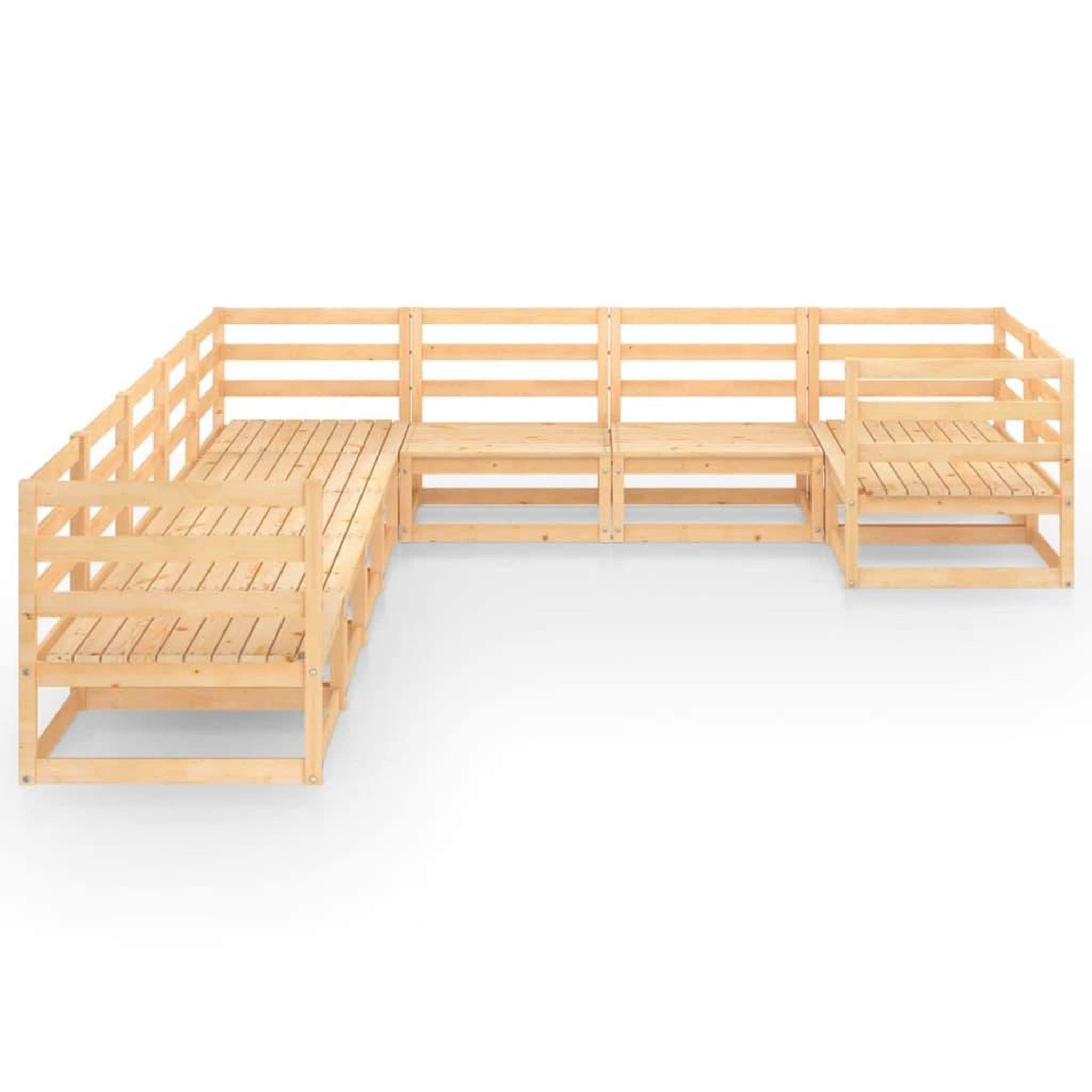Voir la diapositive 3 : VIDAXL Salon de jardin 9 pcs bois de pin massif