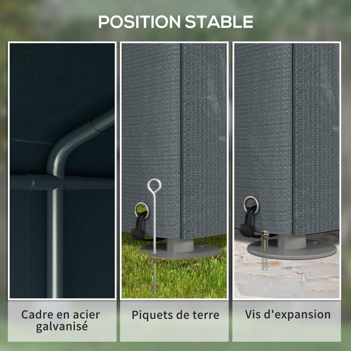 OUTSUNNY Abri de jardin tente de stockage portable abri de vélo garage pour extérieur avec cadre en acier galvanisé et grande porte, 1,6 x 2,2 m gris foncé