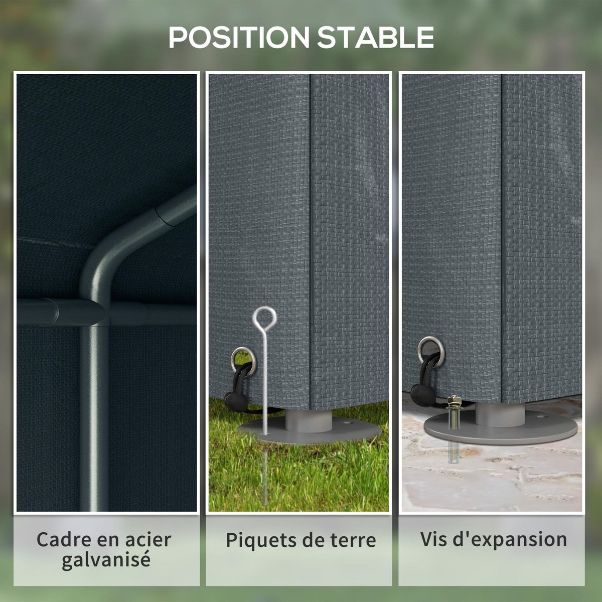 OUTSUNNY Abri de jardin tente de stockage portable abri de vélo garage pour extérieur avec cadre en acier galvanisé et grande porte, 1,6 x 2,2 m gris foncé