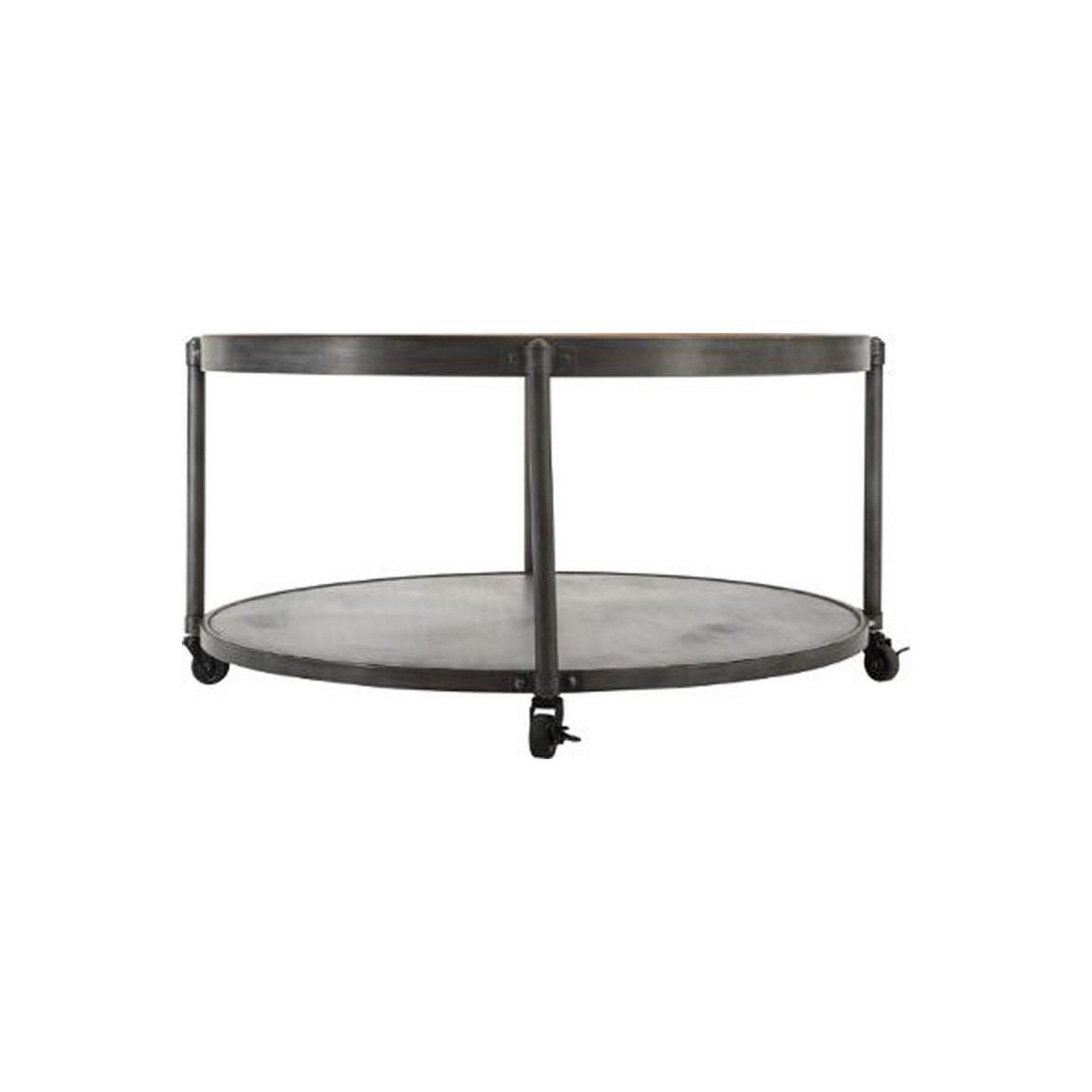 Voir la diapositive 2 : ATMOSPHERA Table basse ronde en métal  chrono  89cm noir