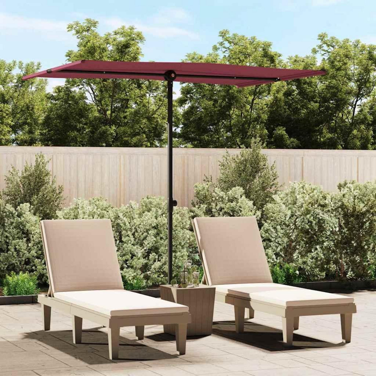 VIDAXL Parasol de jardin et mat en aluminium 2x1,5 m rouge bordeaux