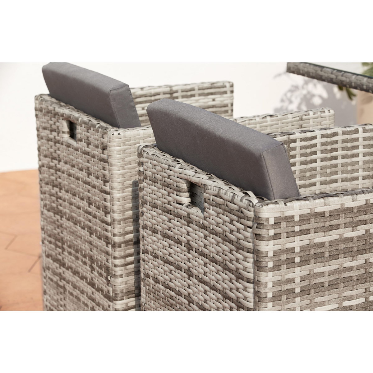 CONCEPT USINE Salon de jardin encastrable 4 personnes en résine tressée gris MIAMI