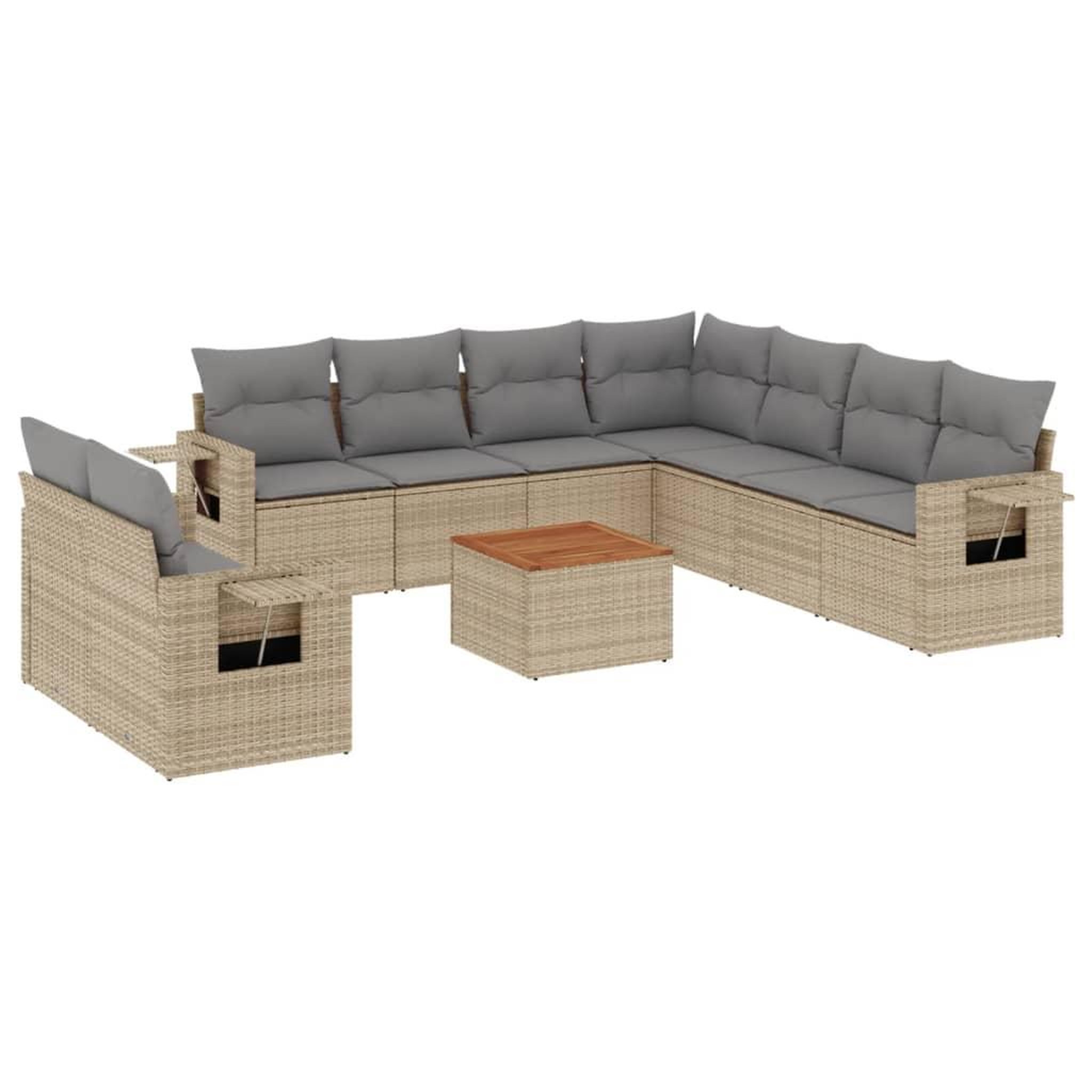 Voir la diapositive 2 : VIDAXL Salon de jardin et coussins 10 pcs melange beige resine tressee