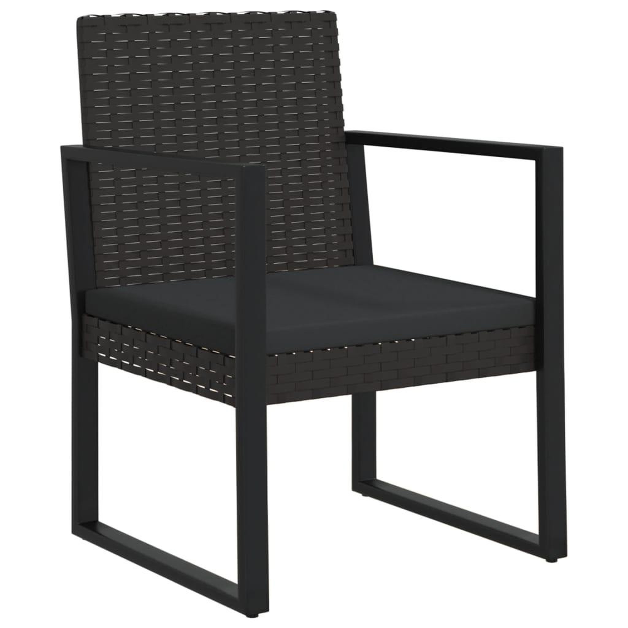 VIDAXL Fauteuil de jardin avec coussin Noir Resine tressee