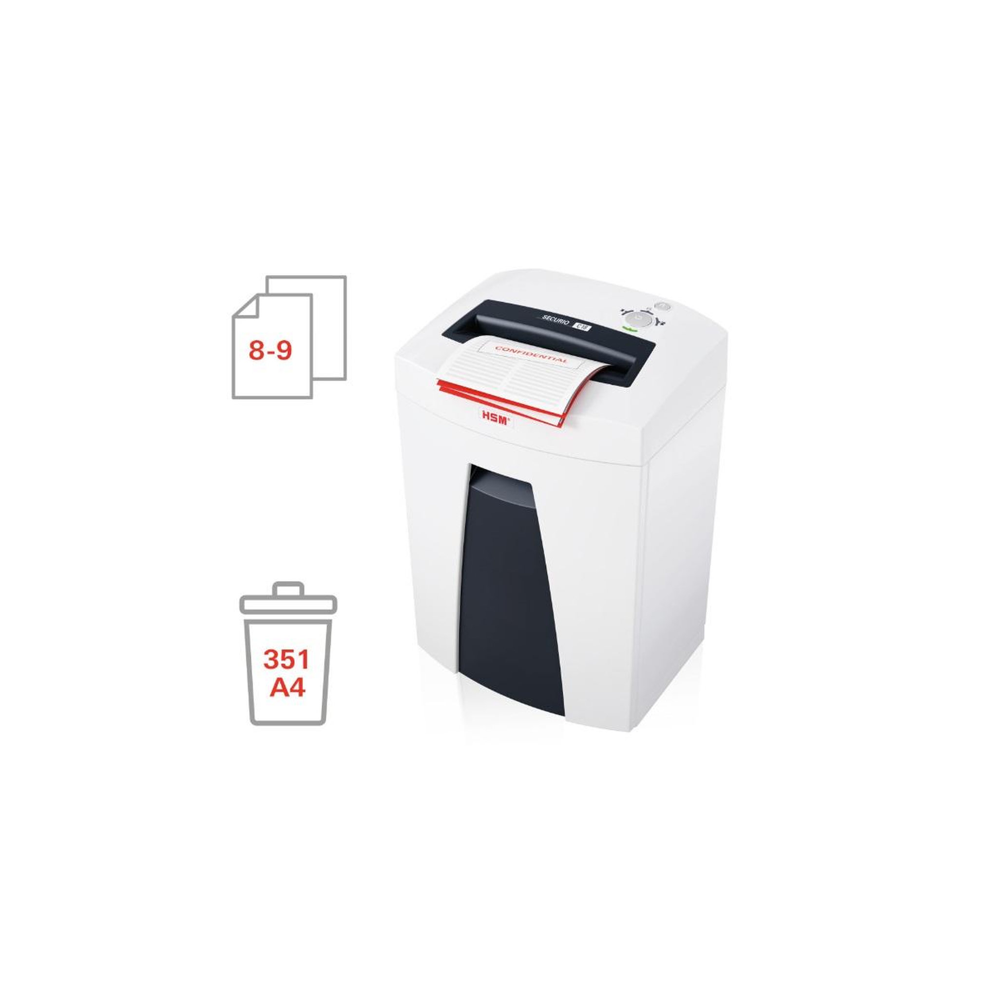 Voir la diapositive 3 : Hsm Destructeur de documents 8-9 feuilles coupes particules 3,9x30mm - 1913121