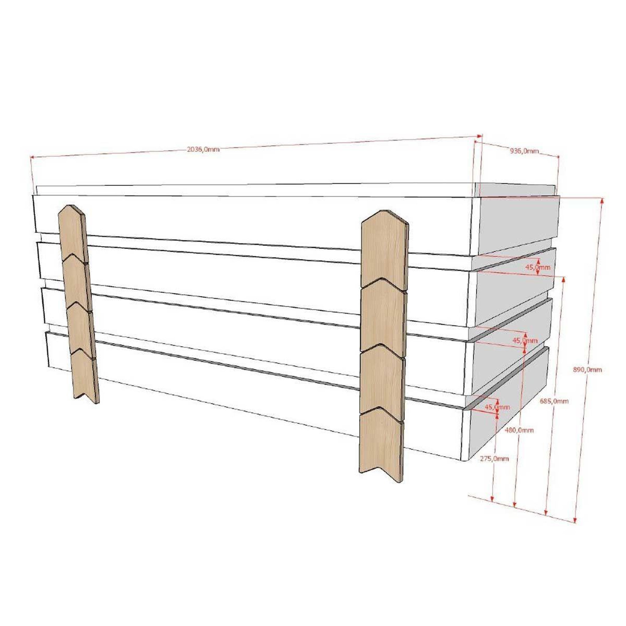 Voir la diapositive 6 : Paris Prix Lit enfant en bois  modulo arrow ii  90x200cm gris