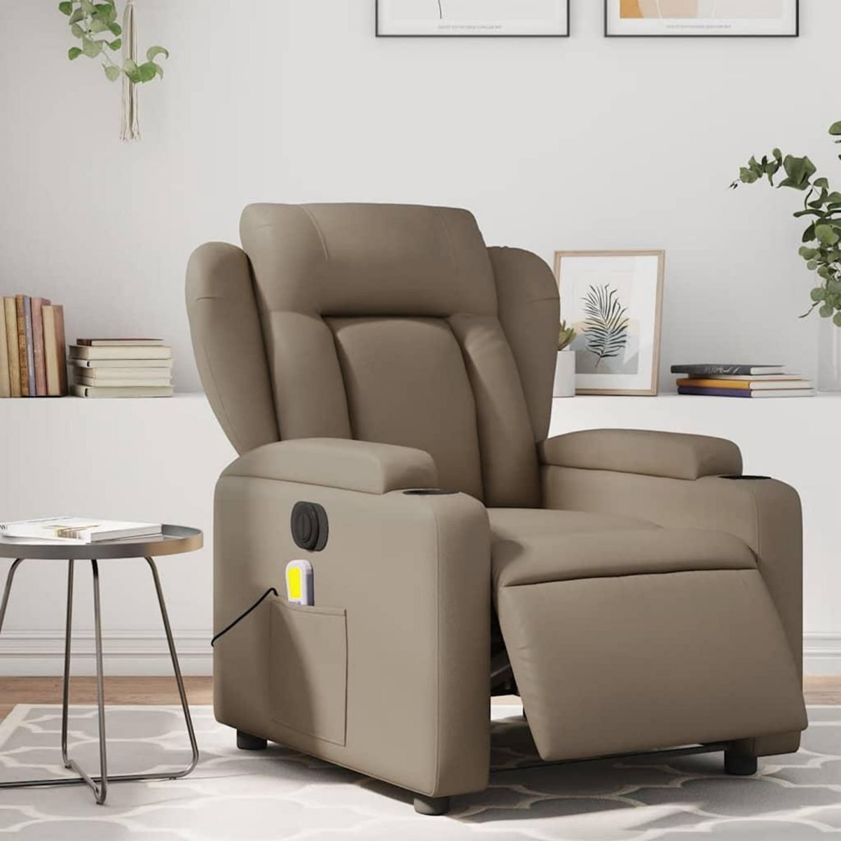 VIDAXL Fauteuil de massage inclinable electrique cappuccino similicuir