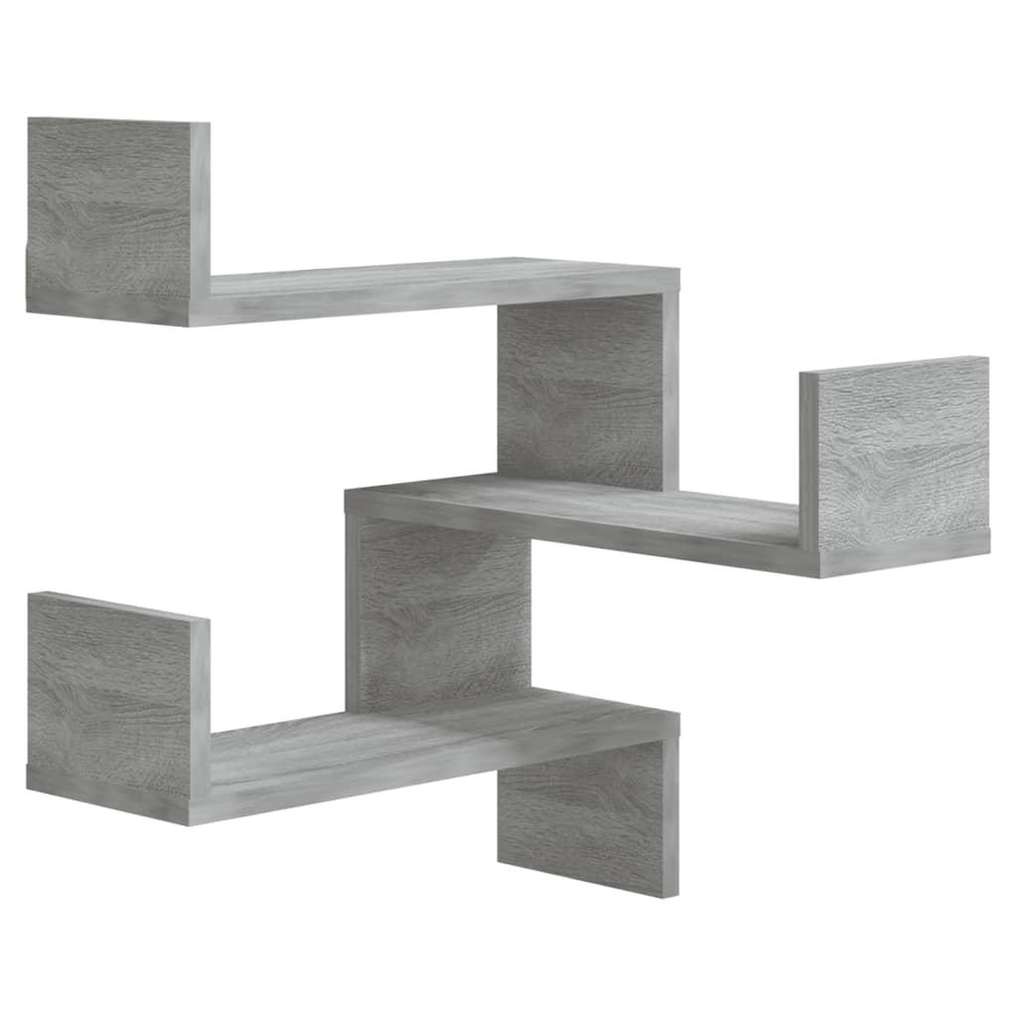 Voir la diapositive 3 : VIDAXL Etageres d'angle murales 2 pcs Sonoma gris 40x40x50 cm Bois