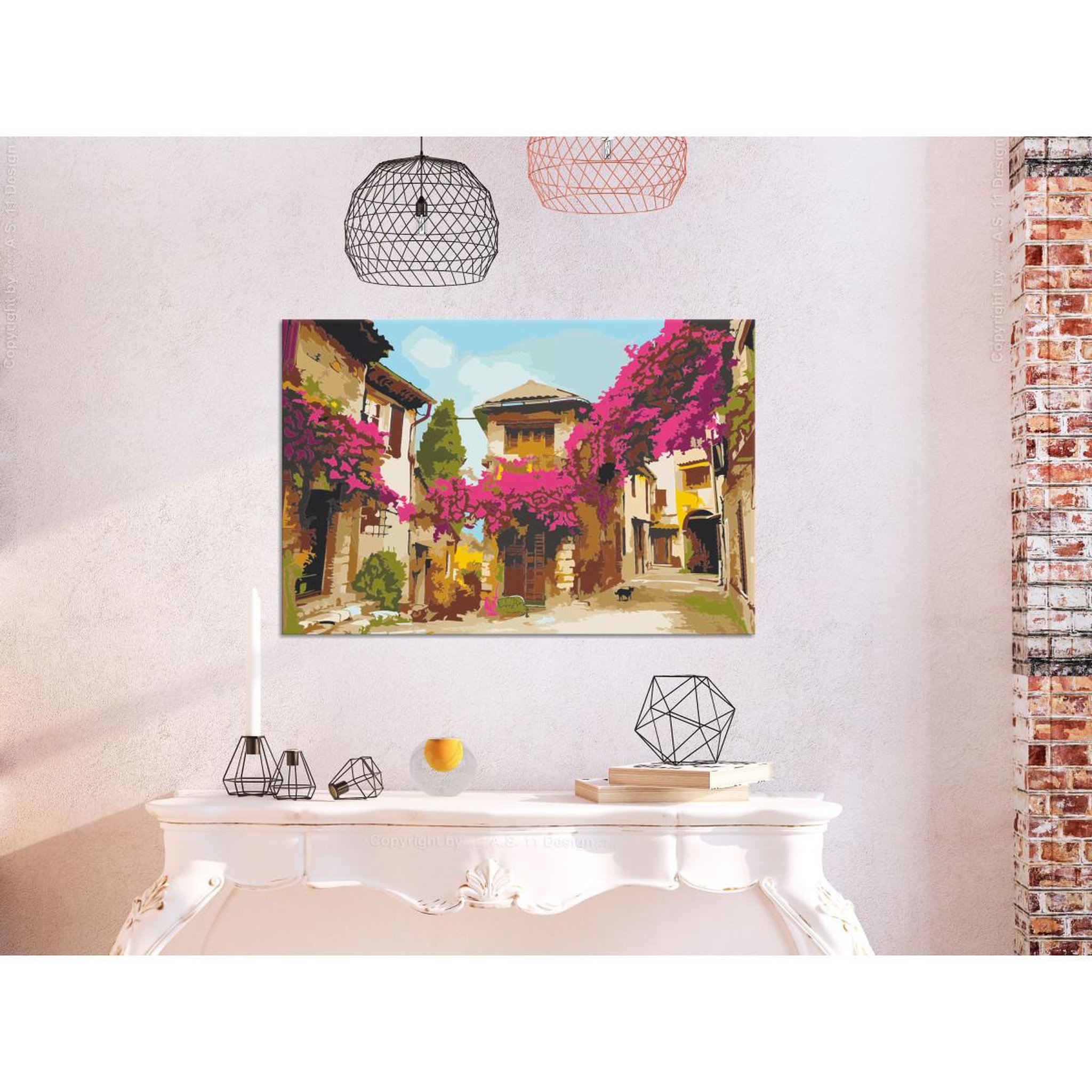 Voir la diapositive 2 : Paris Prix Tableau à peindre soi-même  village méditerranéen  40x60cm