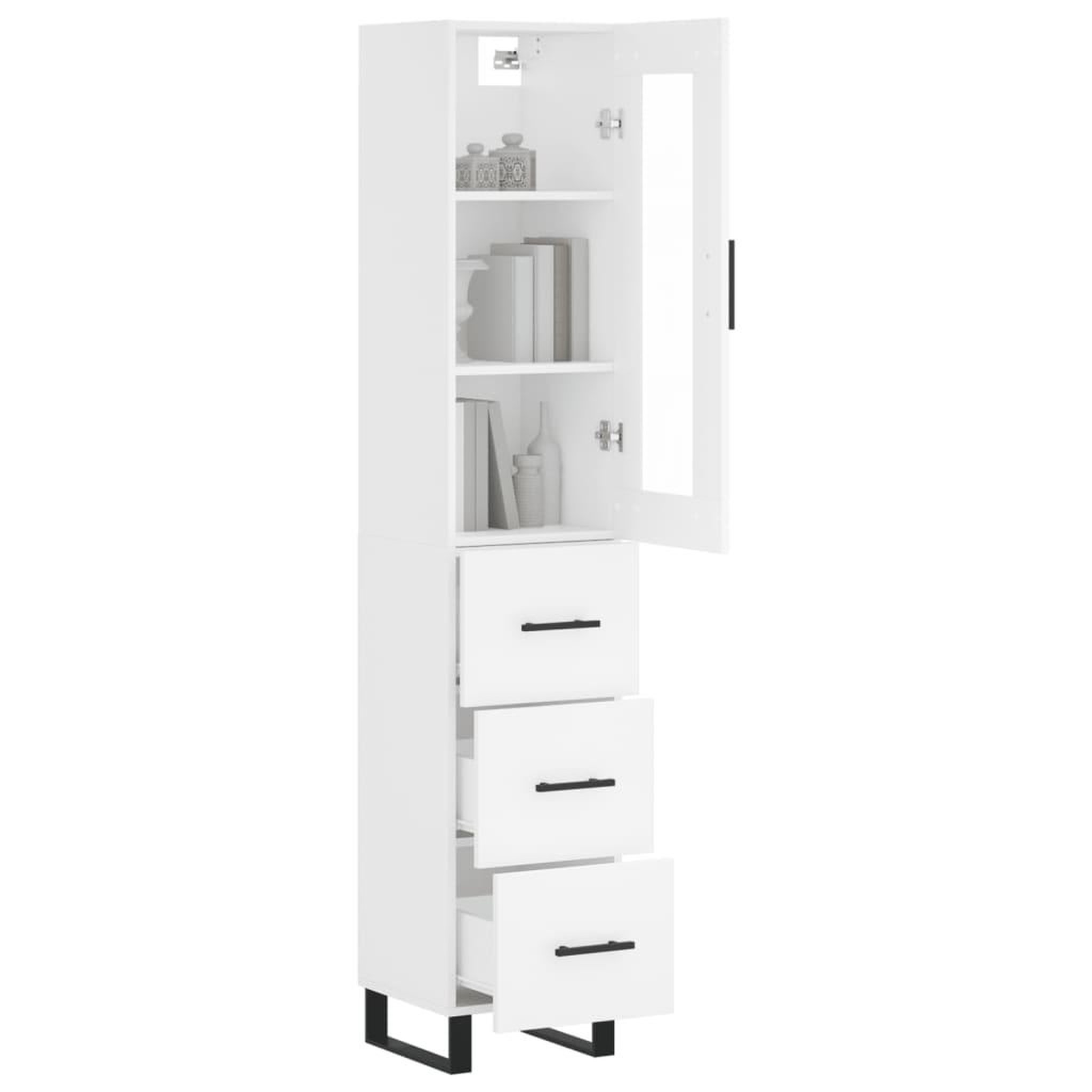 Voir la diapositive 3 : VIDAXL Buffet haut Blanc 34,5x34x180 cm Bois d'ingenierie