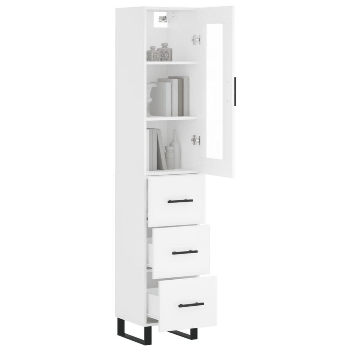 VIDAXL Buffet haut Blanc 34,5x34x180 cm Bois d'ingenierie