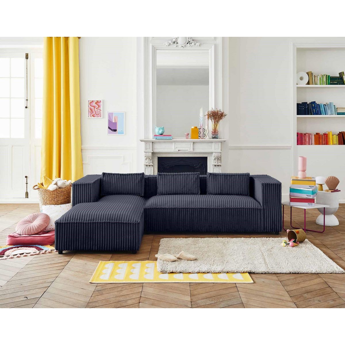 LISA DESIGN Stella - canapé d'angle gauche - 4 places - en velours côtelé grosses côtes