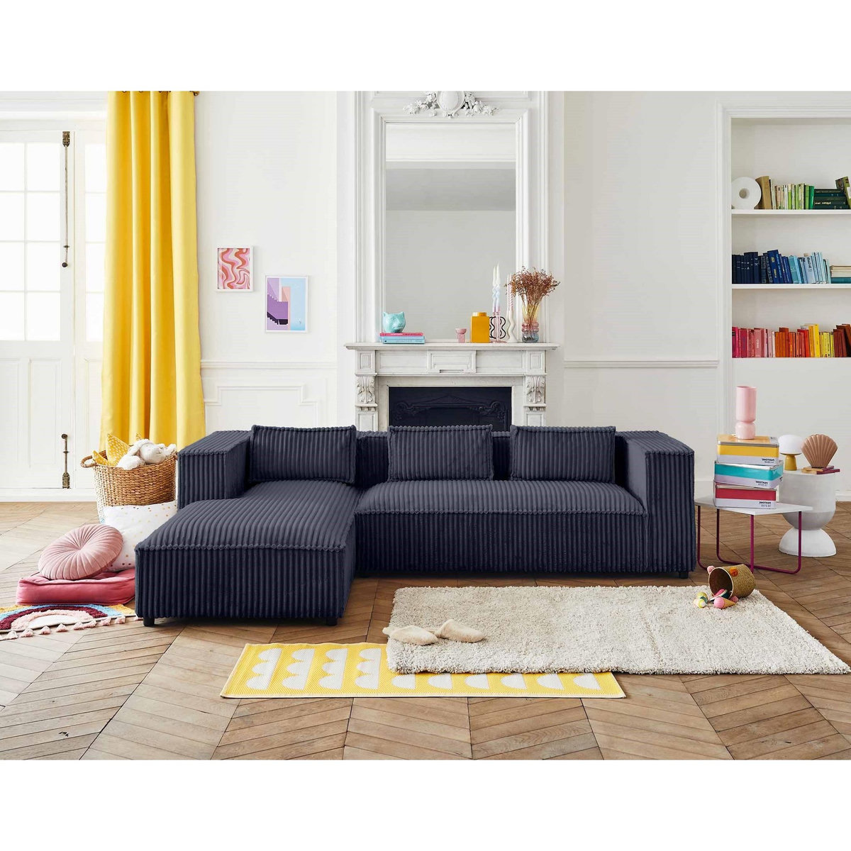 LISA DESIGN Stella - canapé d'angle gauche - 4 places - en velours côtelé grosses côtes