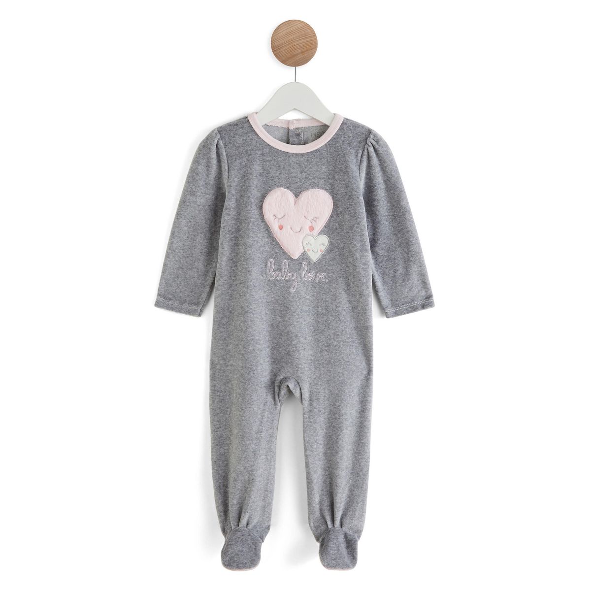 IN EXTENSO Dors bien velours coeurs bébé fille