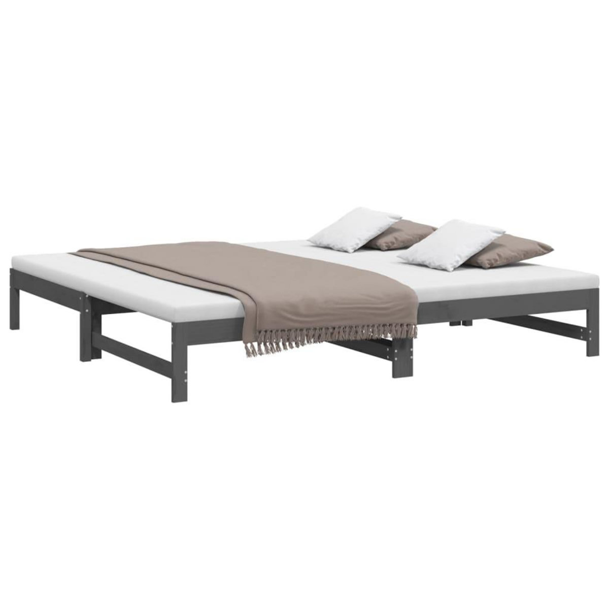 VIDAXL Lit coulissant sans matelas gris 2x(90x200) cm