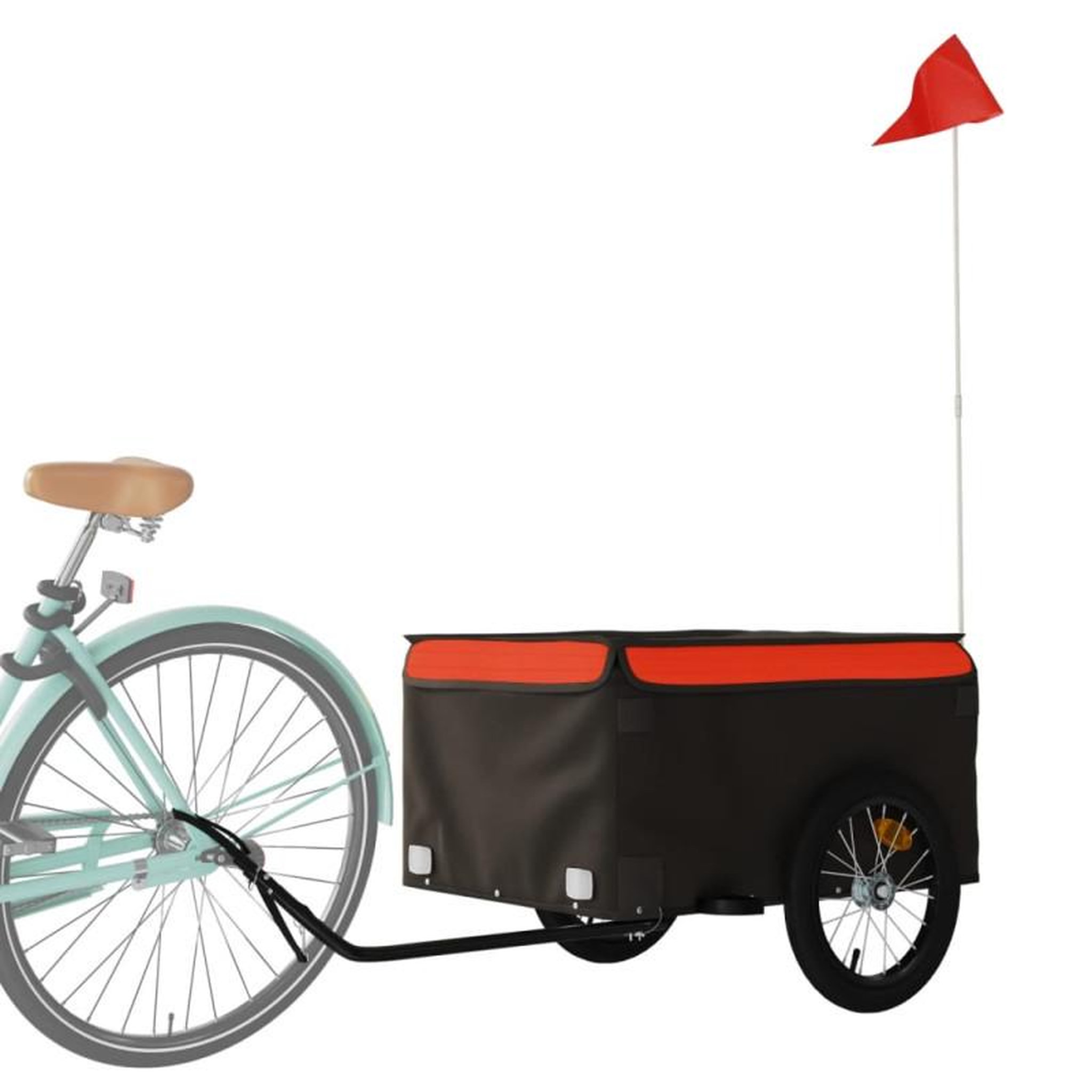 Voir la diapositive 3 : VIDAXL Remorque de vélo noir et orange 45 kg fer