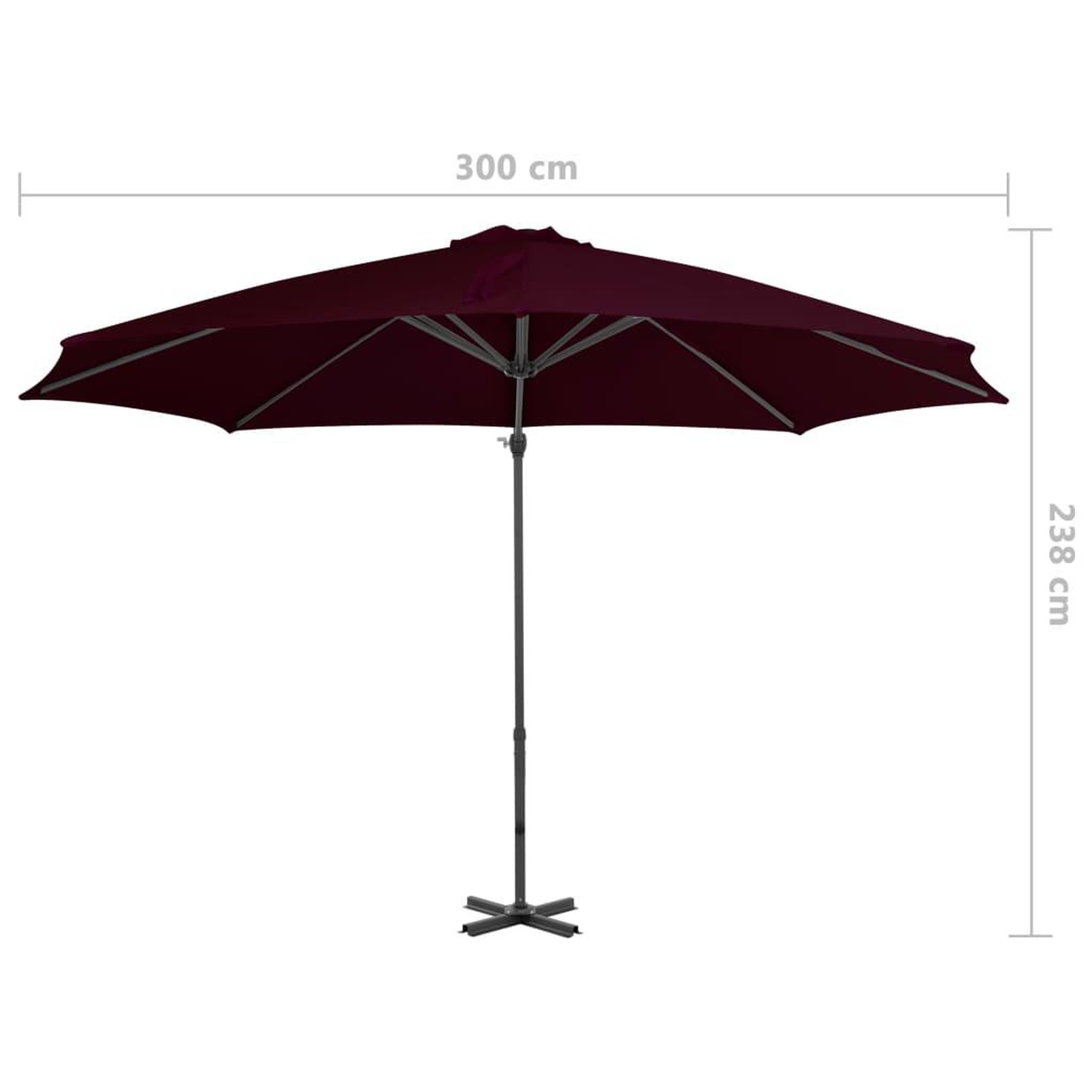 Voir la diapositive 6 : VIDAXL Parasol de jardin en porte-a-faux avec mat en aluminium rouge