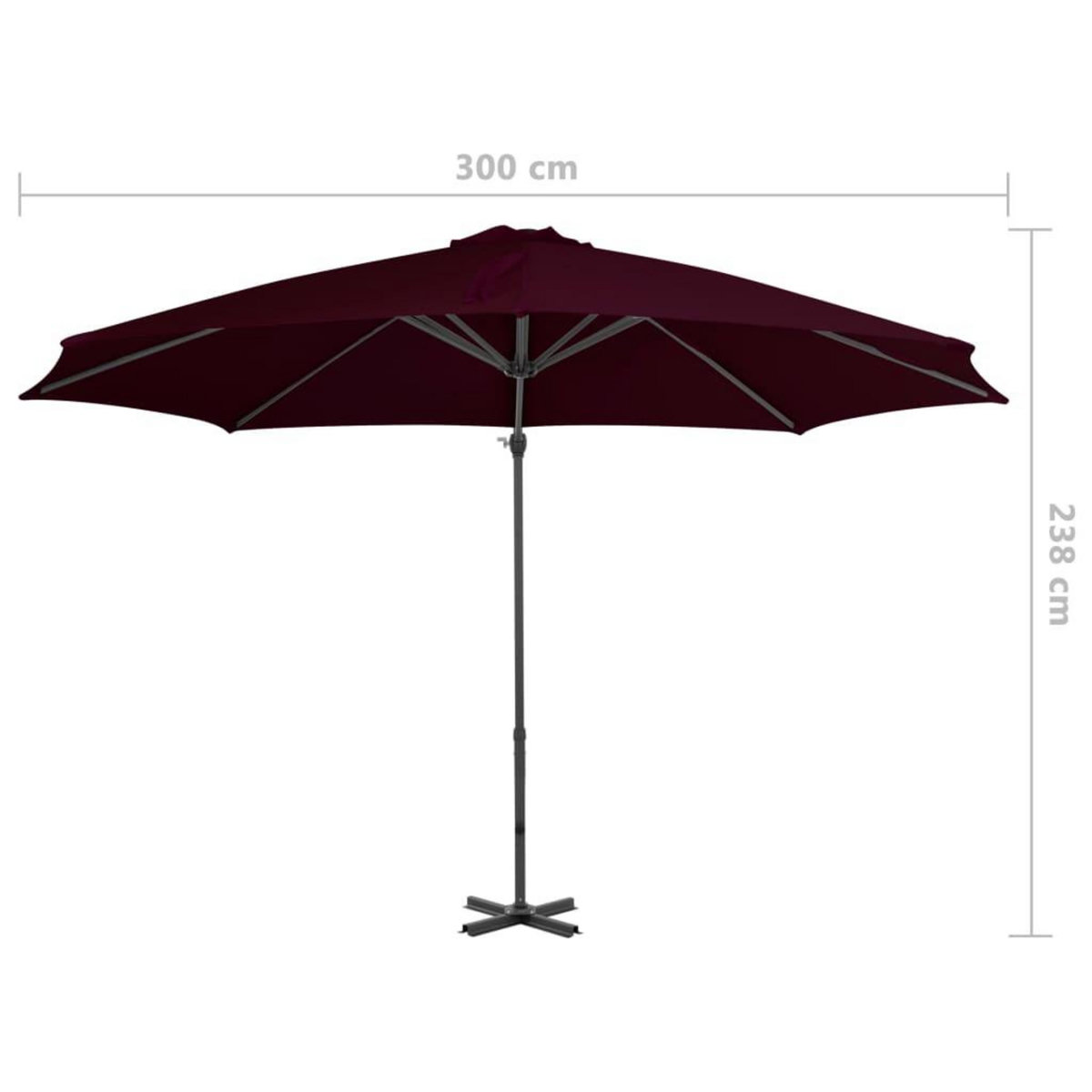 VIDAXL Parasol de jardin en porte-a-faux avec mat en aluminium rouge