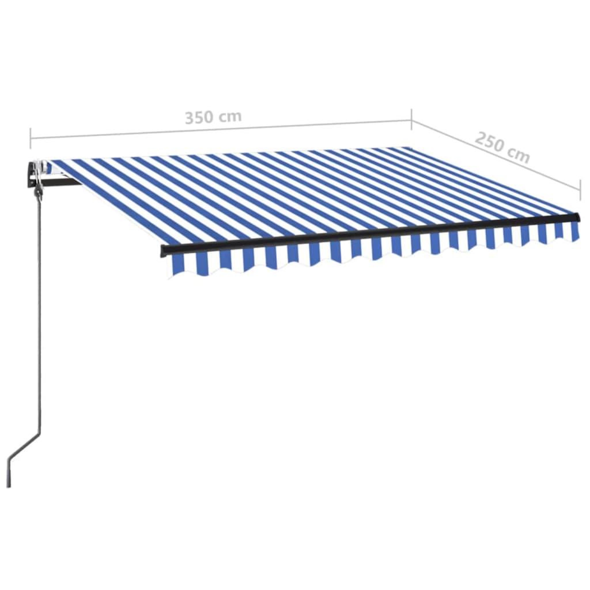 Voir la diapositive 6 : VIDAXL Auvent automatique capteur de vent/LED 350x250 cm Bleu et blanc