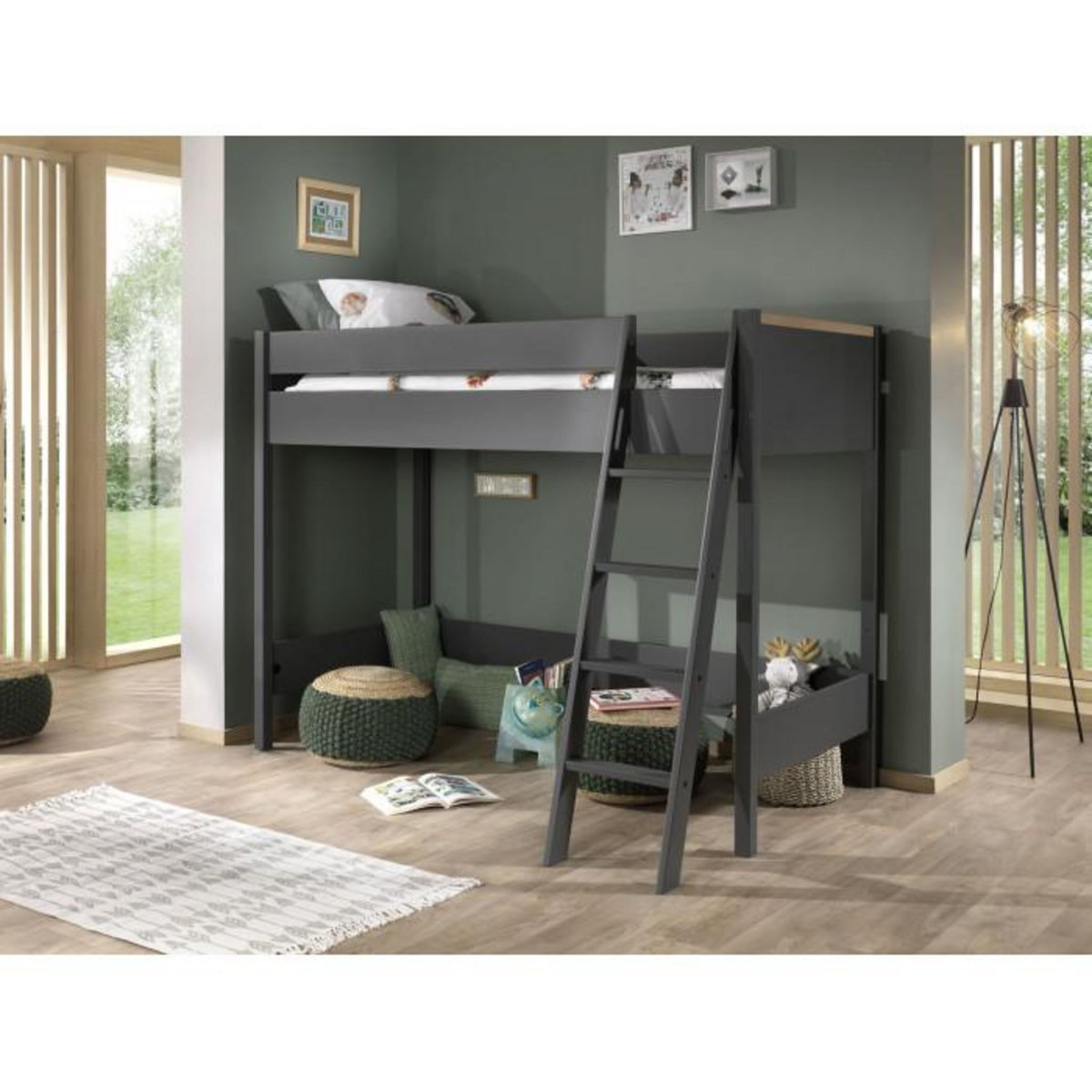 Paris Prix Pack - Lit Mezzanine Enfant & Armoire  London  Anthracite