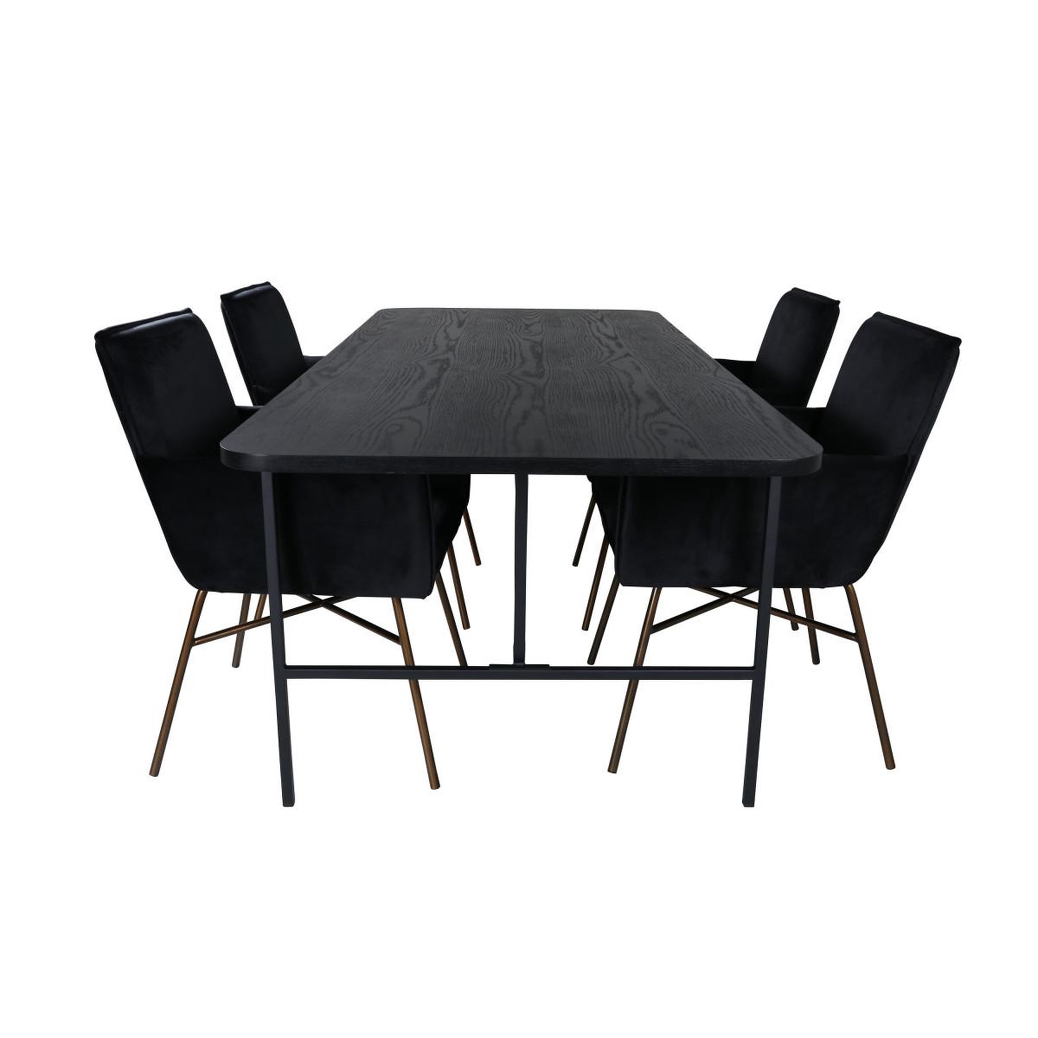 Voir la diapositive 2 : Paris Prix Ensemble table à manger & 4 chaises  uno & petra  200cm noir