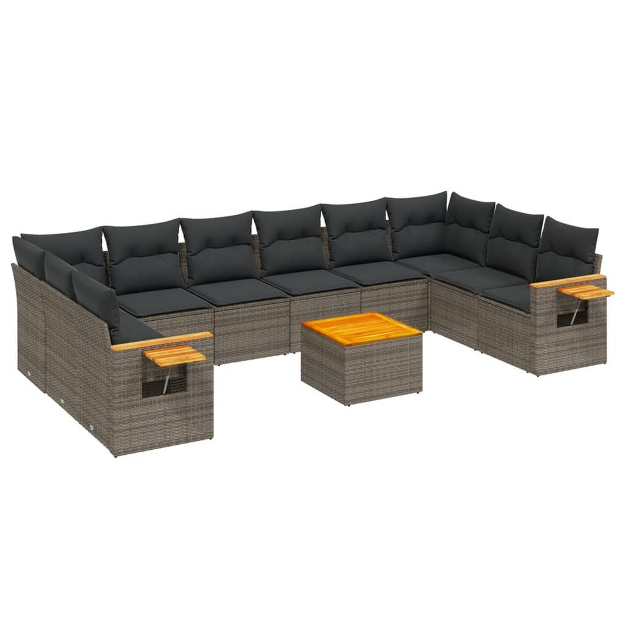 Voir la diapositive 2 : VIDAXL Salon de jardin 11 pcs avec coussins gris resine tressee