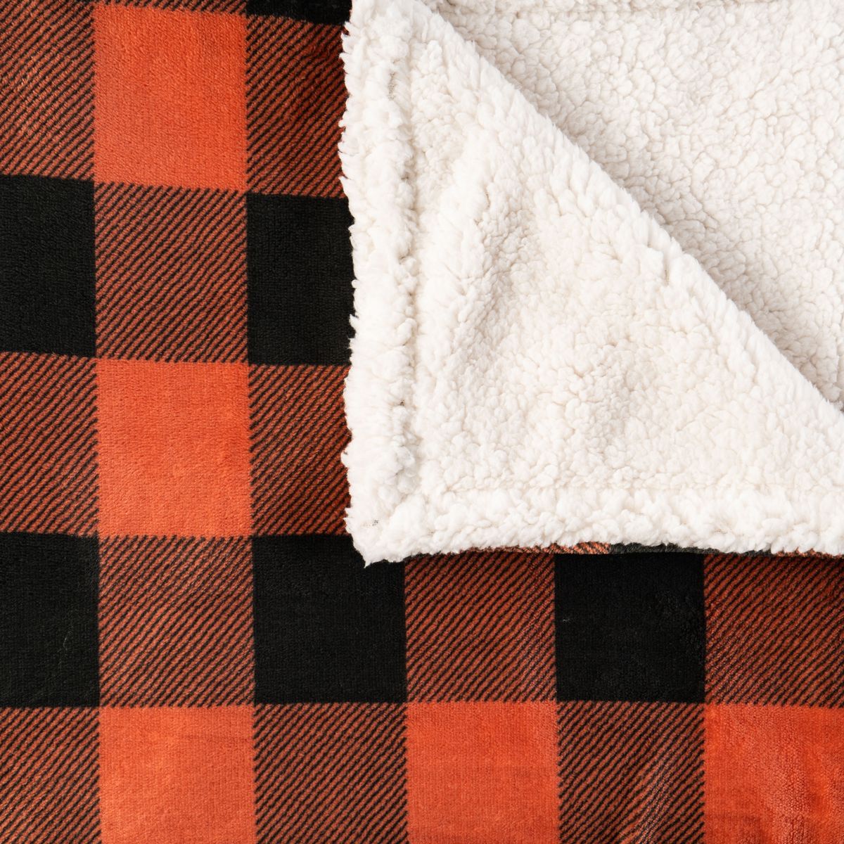 ACTUEL Plaid imprimé carreaux double face flanelle/sherpa 