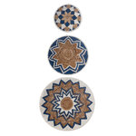 Paris Prix Lot de 3 Déco Murales  Branche Bananier  76cm Bleu Foncé
