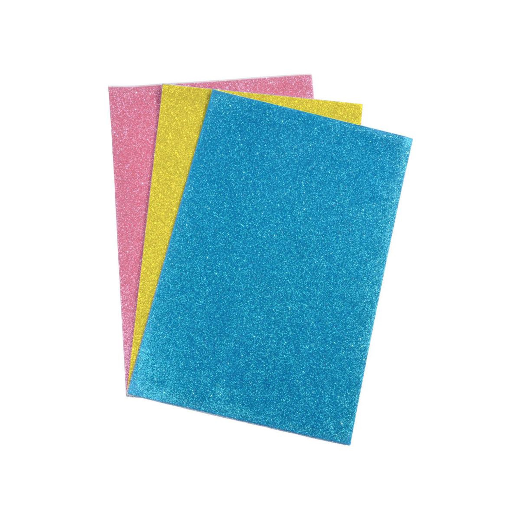 Voir la diapositive 2 : HOMEA Lot de 3 feuilles adhésives mousse  paillettes  30cm multicolore