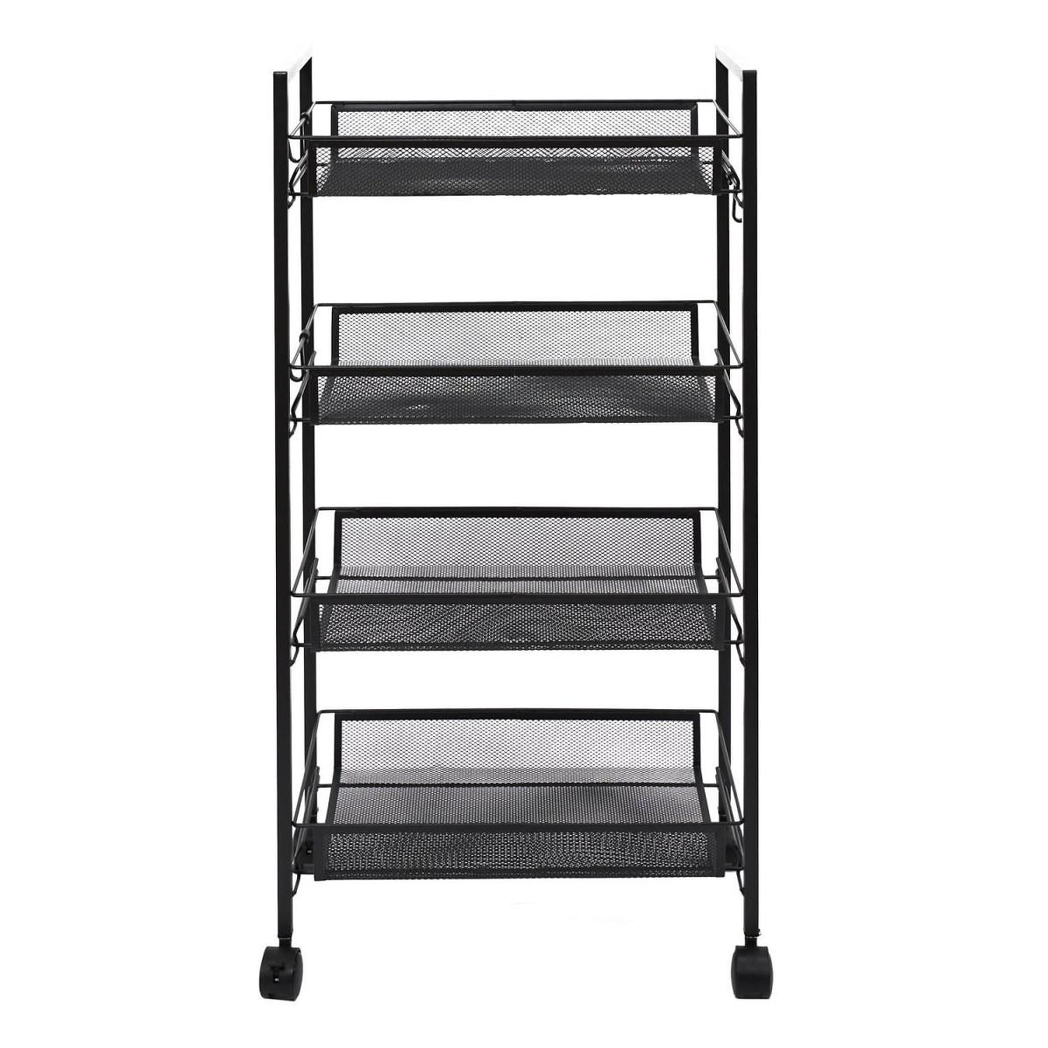 Voir la diapositive 2 : The Home Deco Factory Desserte 4 Niveaux en Métal  Roulettes  84cm Noir
