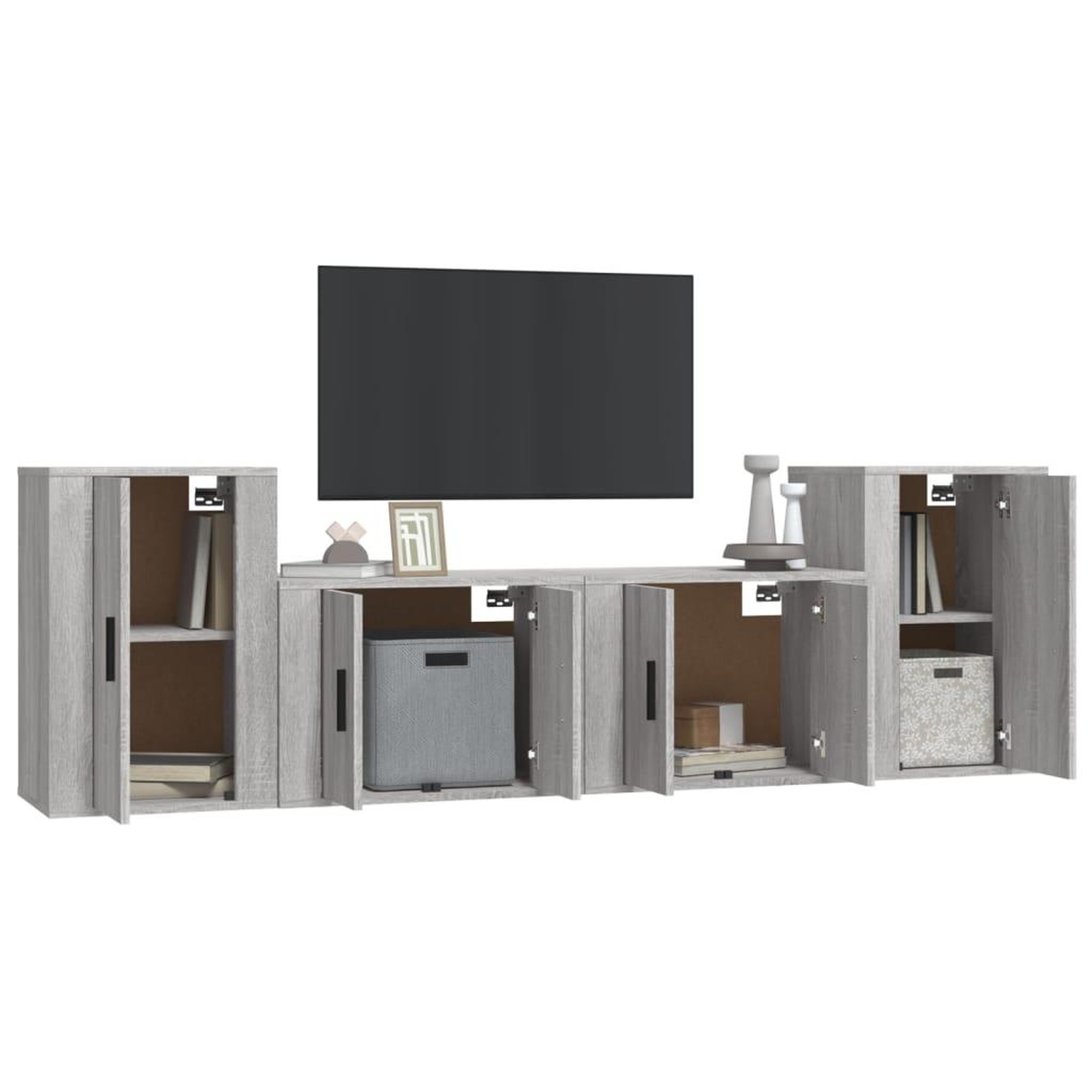 Voir la diapositive 3 : VIDAXL Ensemble de meubles TV 4 pcs Sonoma gris Bois d'ingenierie