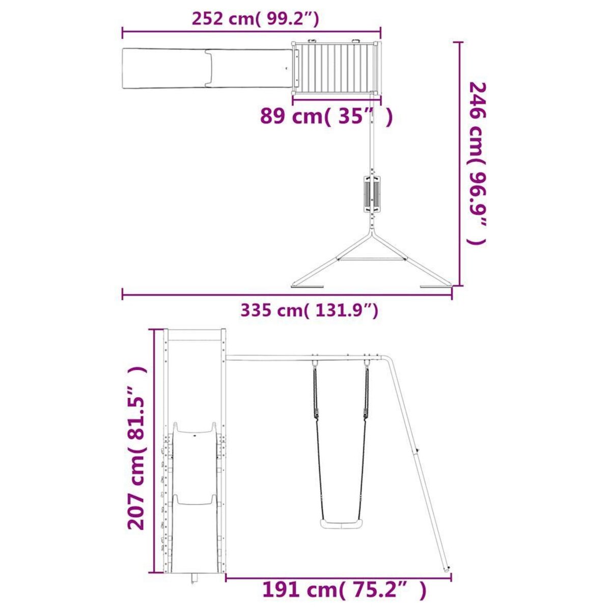 VIDAXL Aire de jeux d'exterieur bois massif de douglas