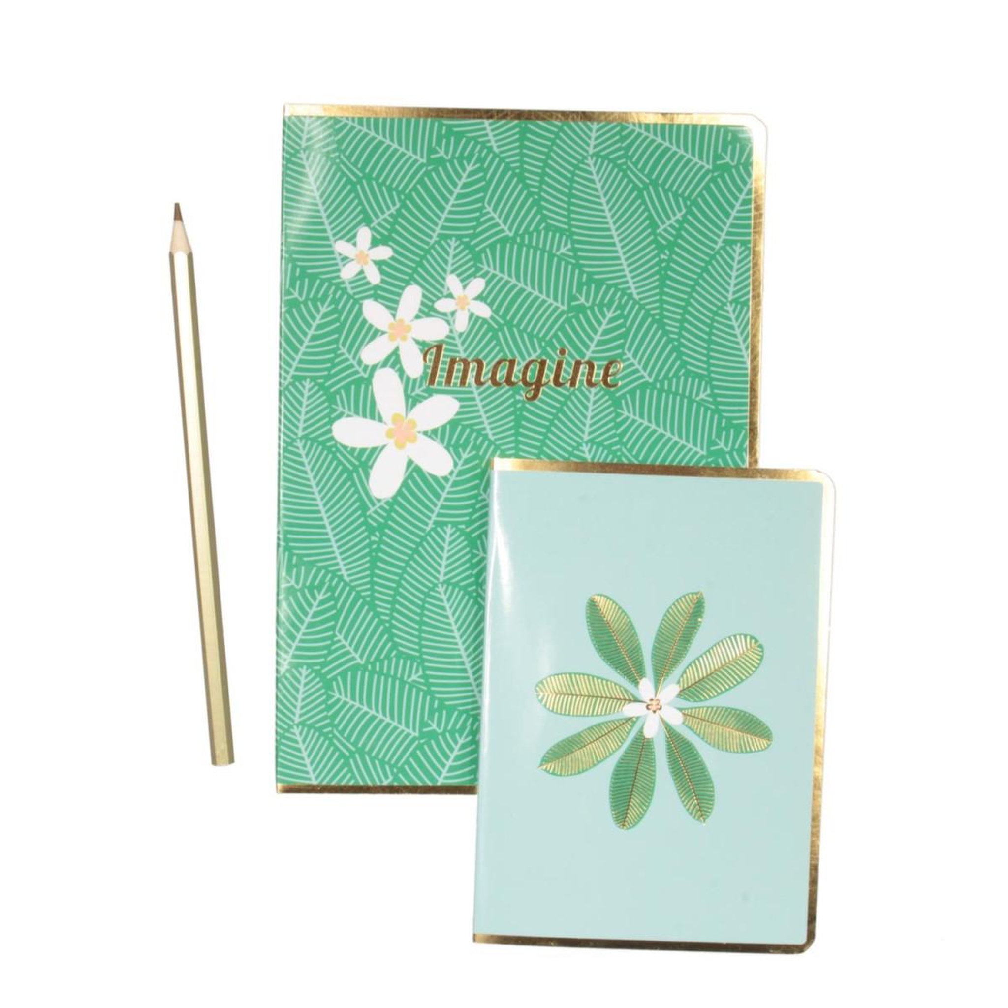 The Home Deco Factory Lot de 2 carnets & crayon  imagine  21cm vert