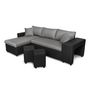 Voir la diapositive 2 : Canapé d'angle réversible convertible avec coffre + 2 poufs avec niche fixe à droite ANETTA