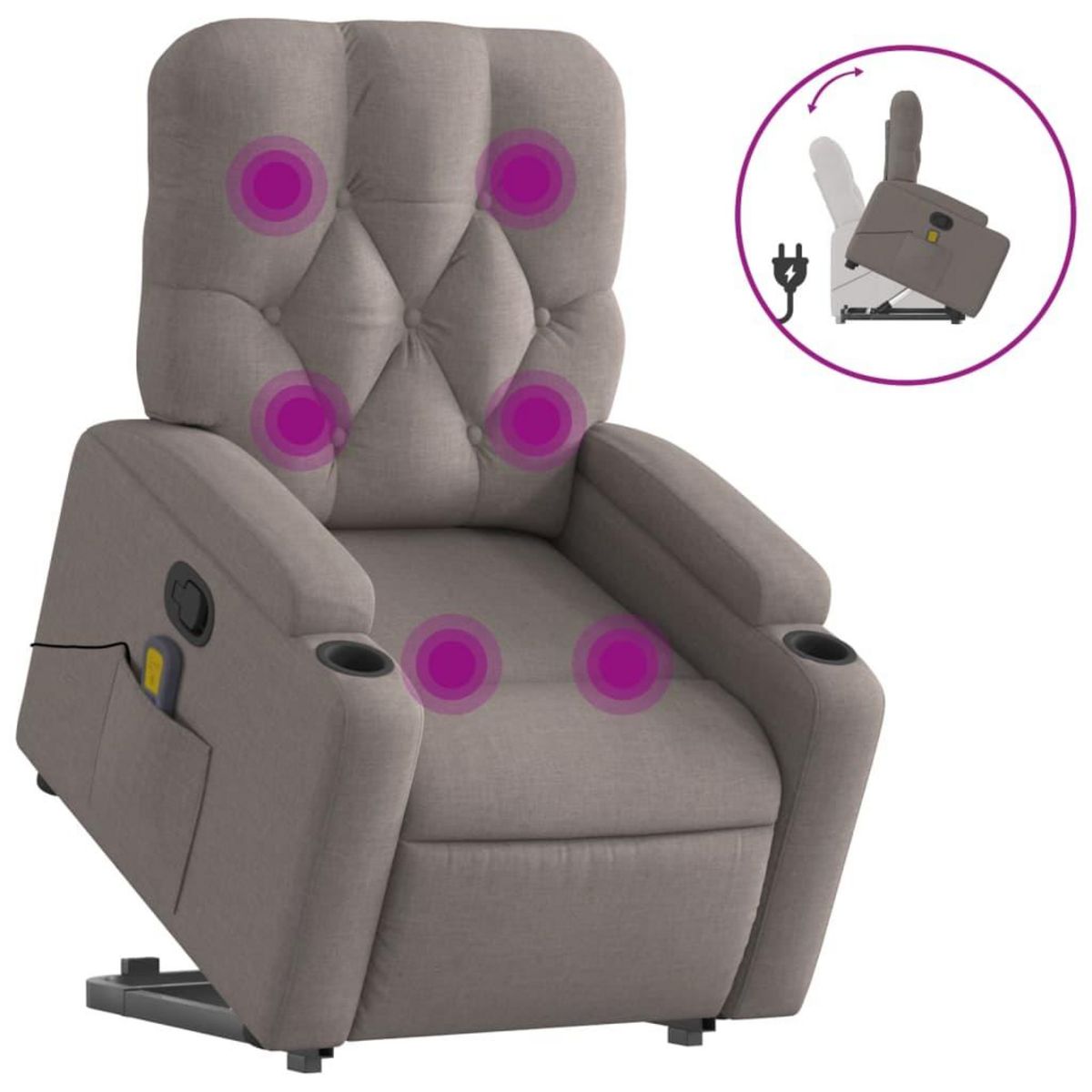 VIDAXL Fauteuil inclinable de massage Taupe Tissu