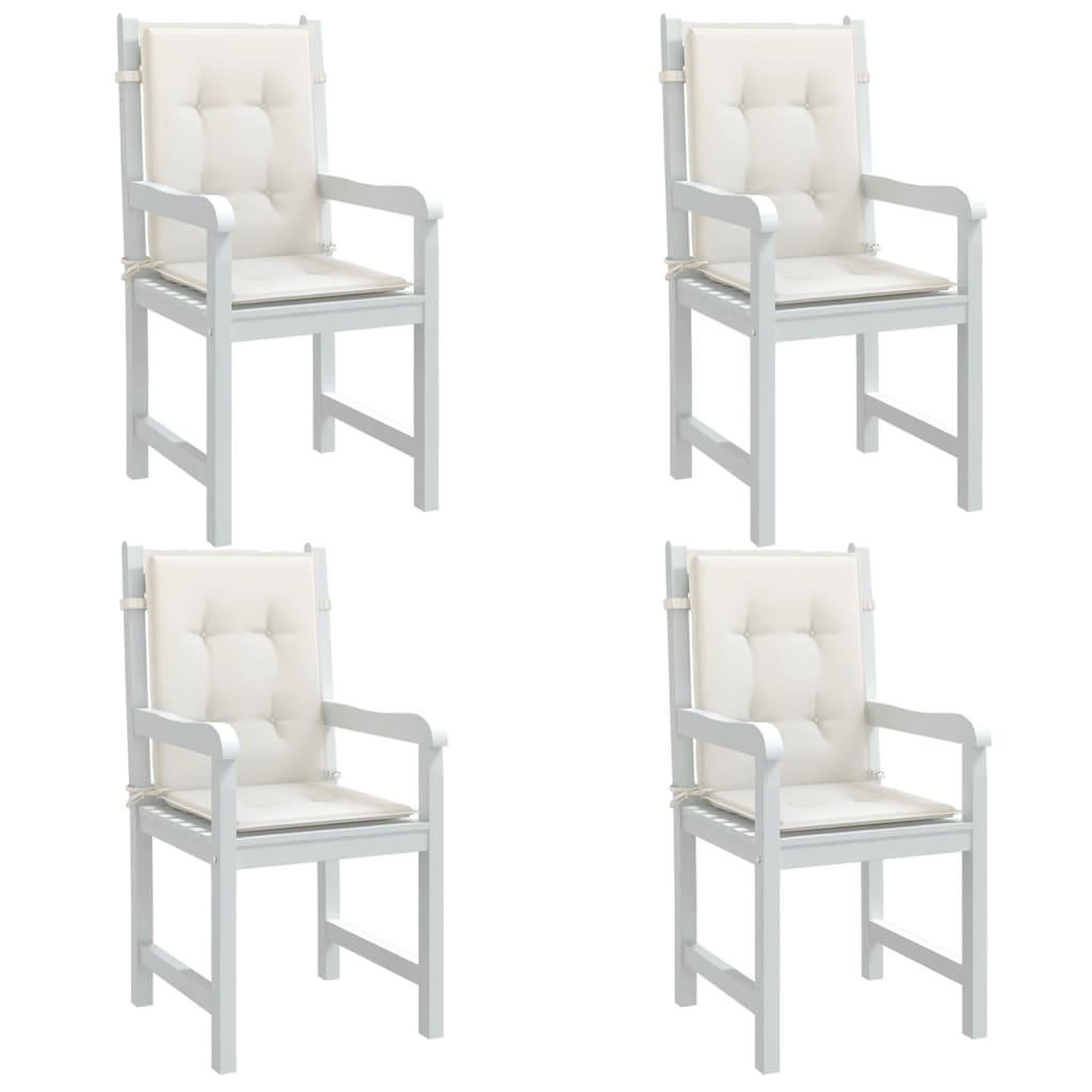 VIDAXL Coussins de chaise a dossier bas lot de 4 creme melange tissu