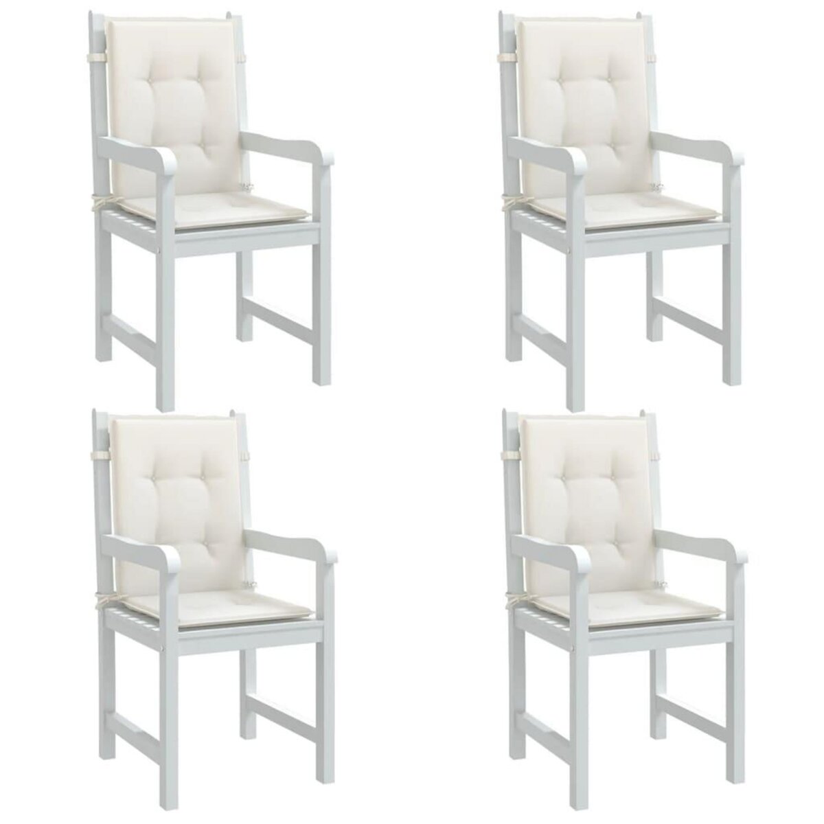 VIDAXL Coussins de chaise a dossier bas lot de 4 creme melange tissu