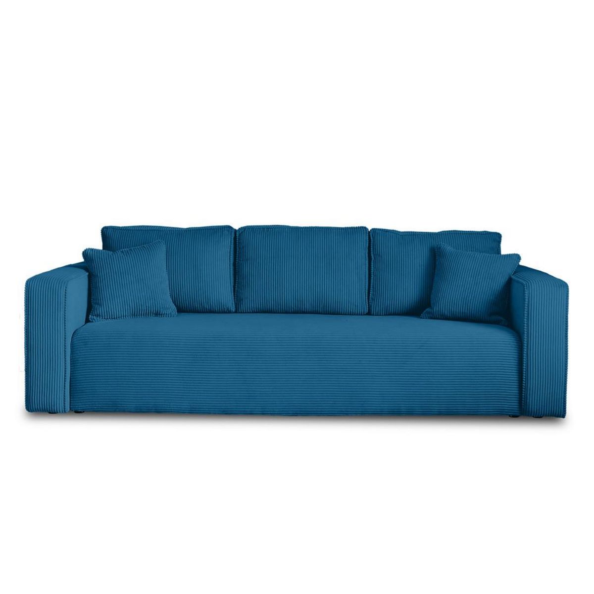 BEST MOBILIER Topaze - canapé 3 places - convertible avec coffre - en velours côtelé