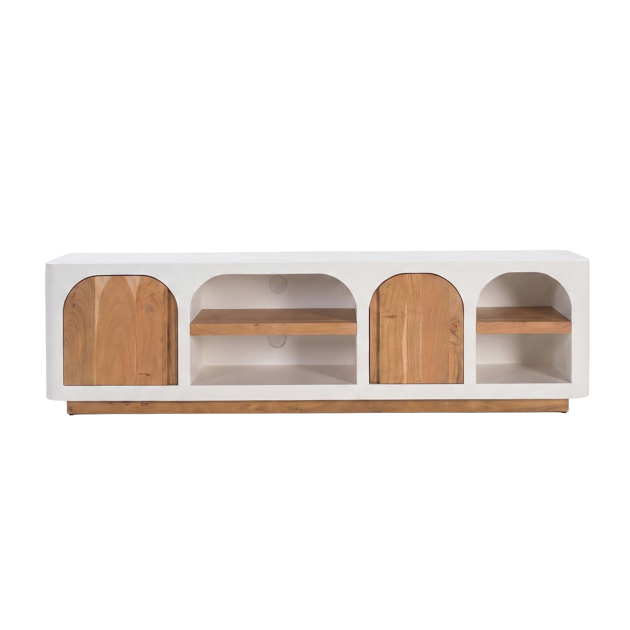 MAISON PAVANE Meuble TV en plâtre blanc cassé 180 cm-Fira