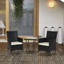 Voir la diapositive 2 : OUTSUNNY Ensemble salon de jardin 2 places : 2 fauteuils et table basse plateau verre trempé résine tressée 4 fils imitation rotin avec coussins noir