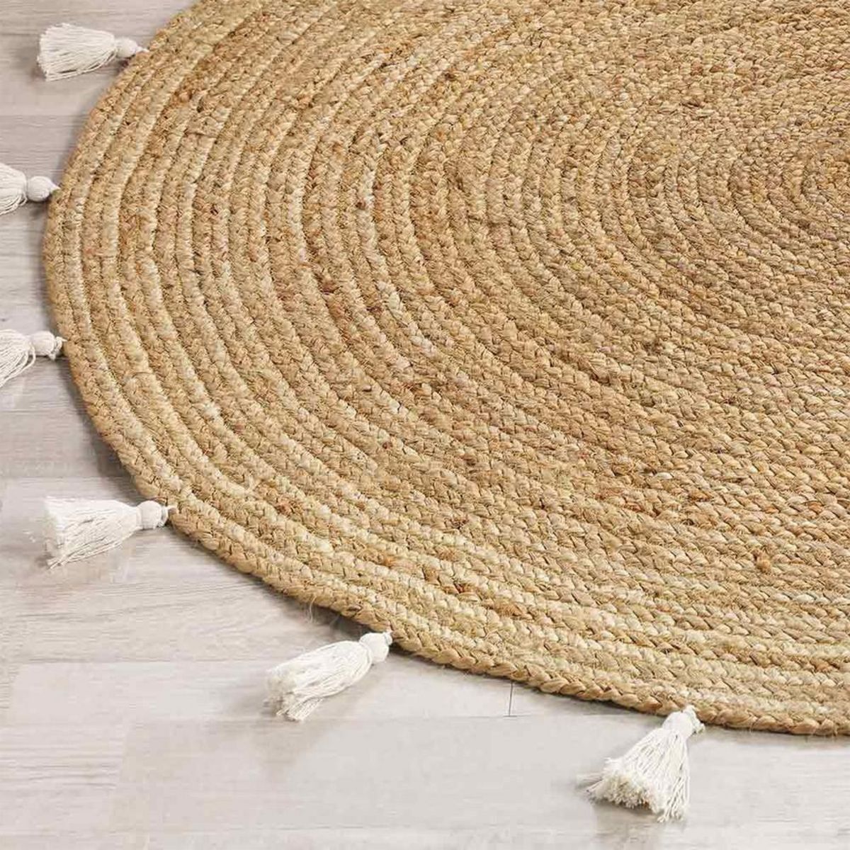 Douceur d'Intérieur Tapis rond 120 cm jute Shira blanc